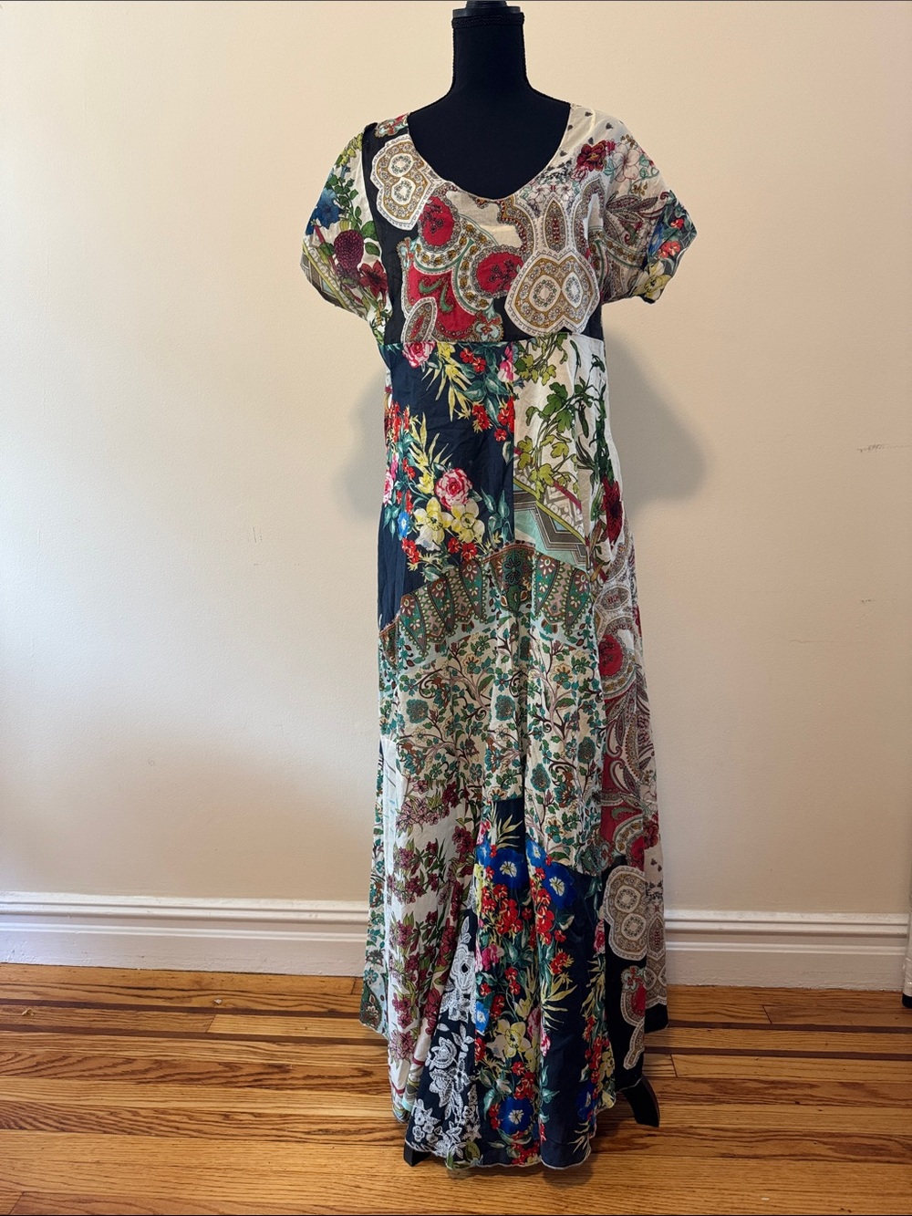 Johnny Was Multi-Color Patchwork Floral Maxi Dress